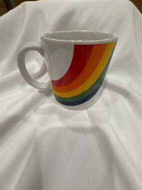 Vintage 1984 FTDA Rainbow Ceramic Coffee Mug